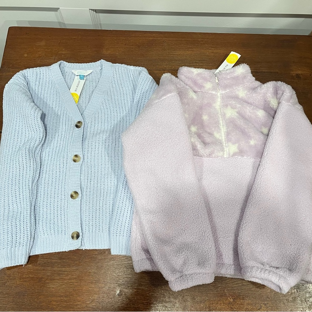 NWT! BUNDLE! EASTER! Size L (12-14) Love Glam Fleece, Market & Spruce Cardigan
